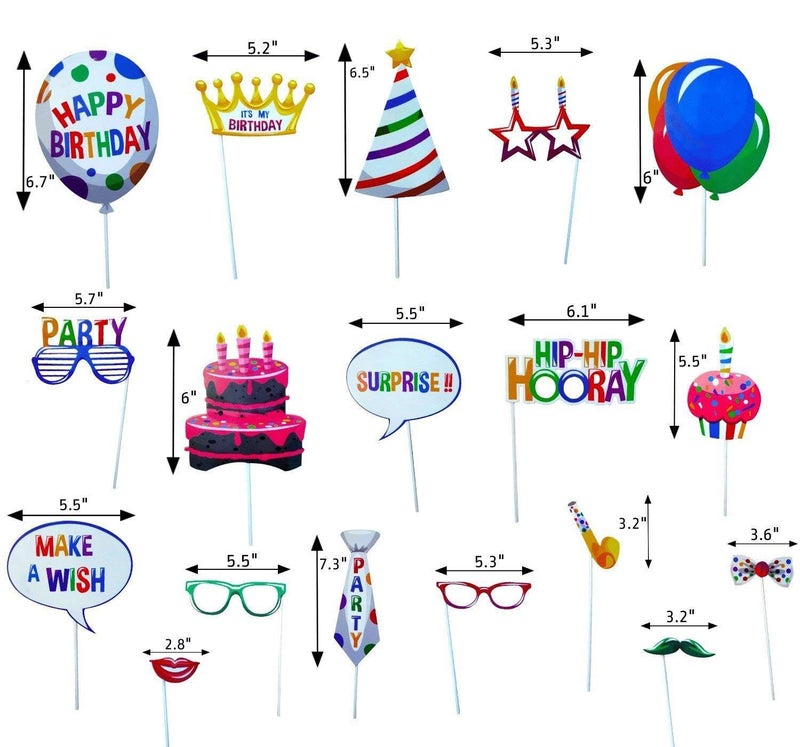 Simple polymer 22 Pcs Happy Birthday Photo Booth Props - Funny DIY Creative Decor for Celebrating - Image 2